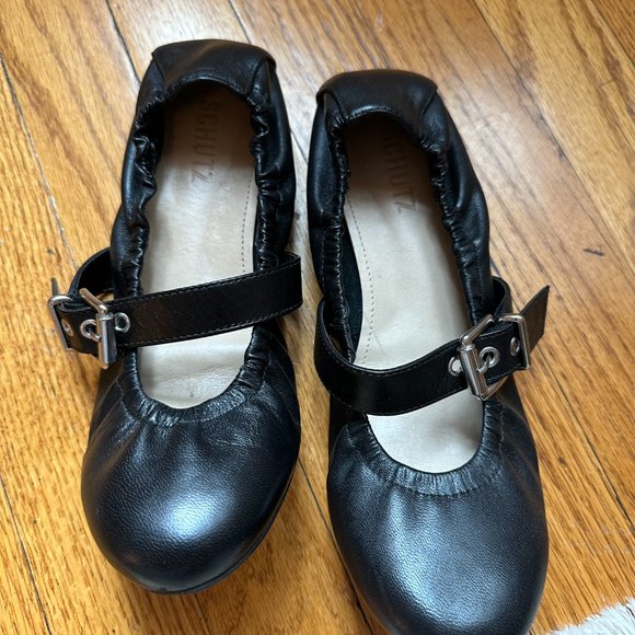 SCHUTZ Black Flats with Silver Buckle - Picture 3 of 5